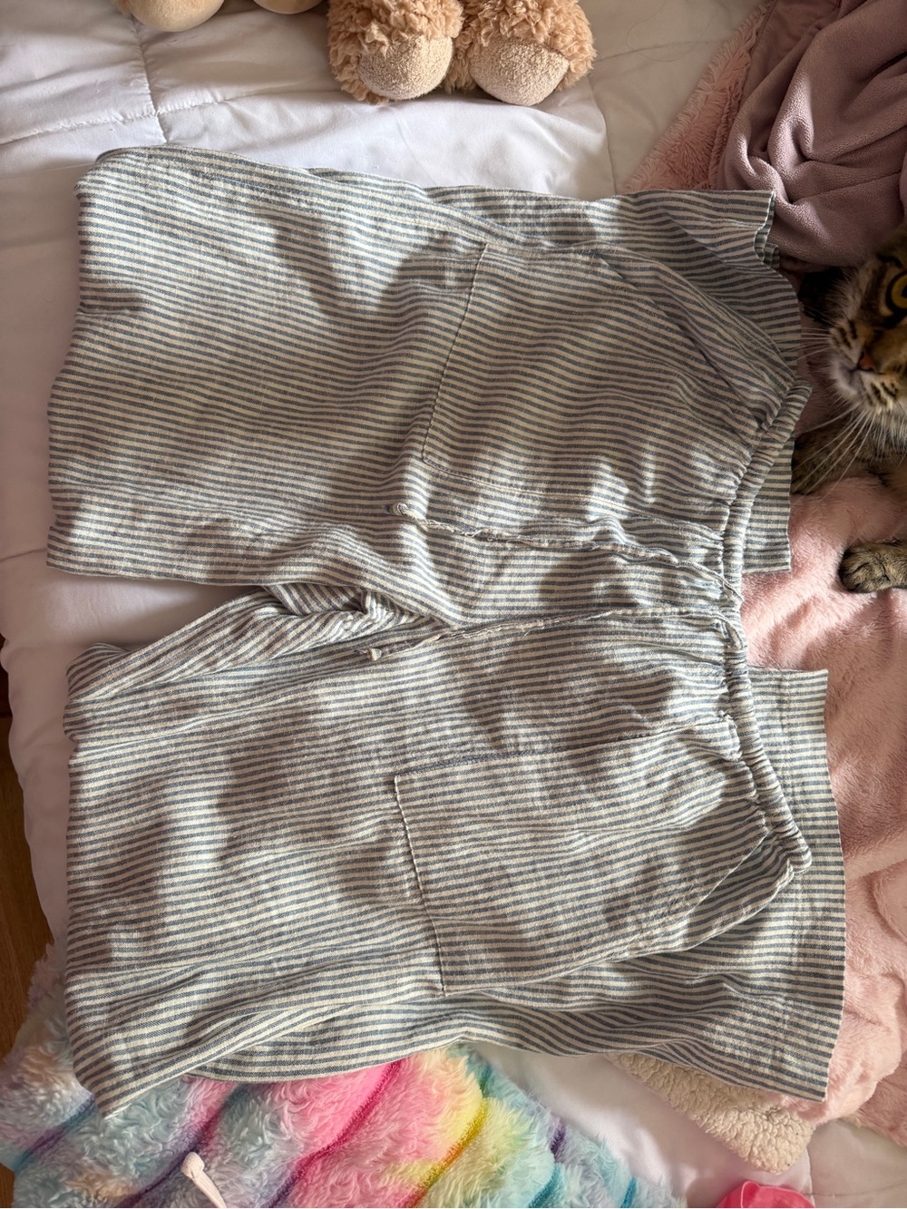 Garage Blue and White Pin- stripe Linen Pants